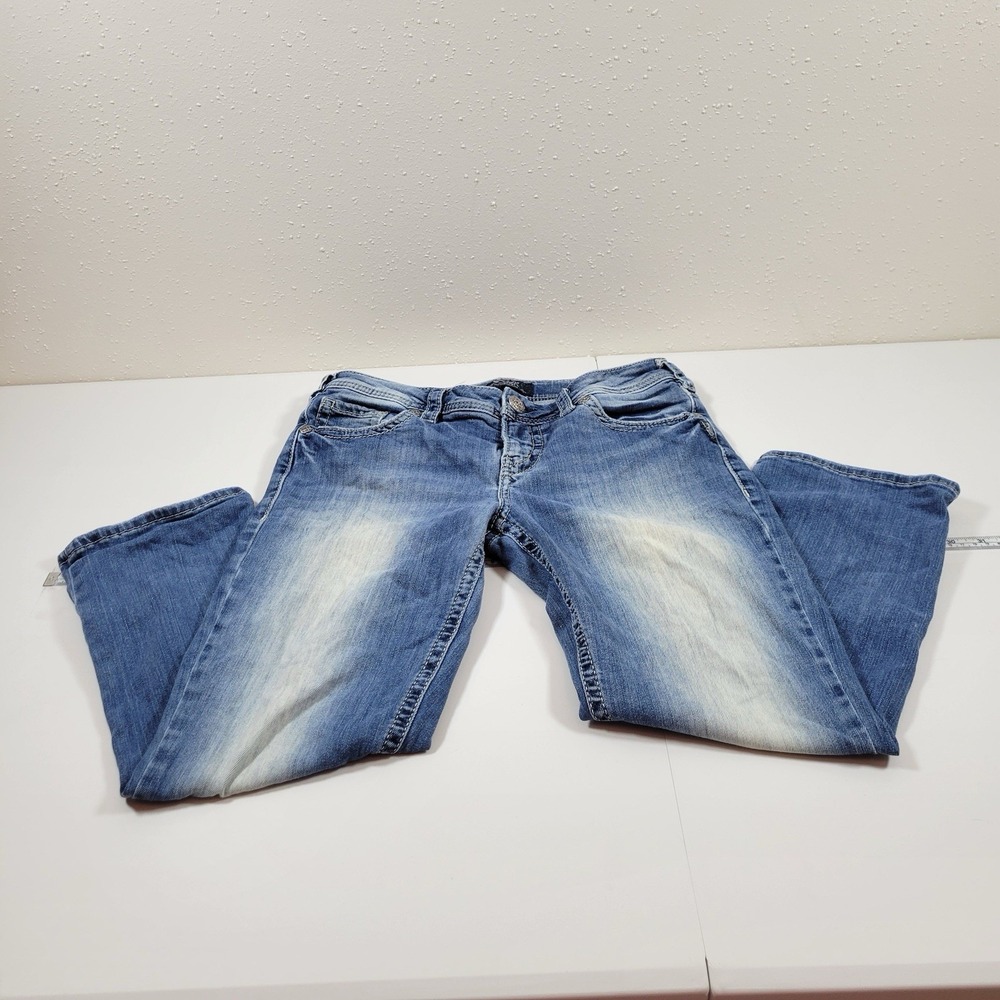 Silver Women's Capri Aiko Mid Capri Super Stretch Blue Denim Size 31x22